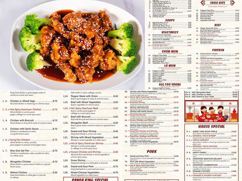 Panda King Menu