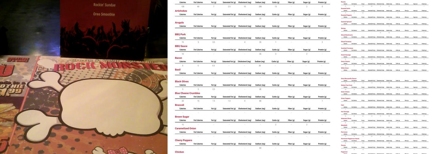 The Rock Wood Fired Pizza Menu