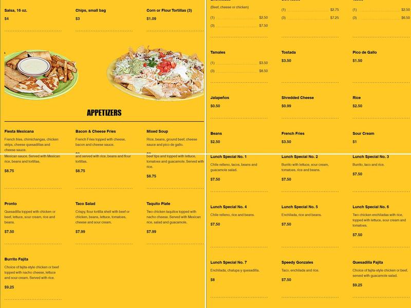 Don Julio Mexican Restaurant Bar & Grill Menu