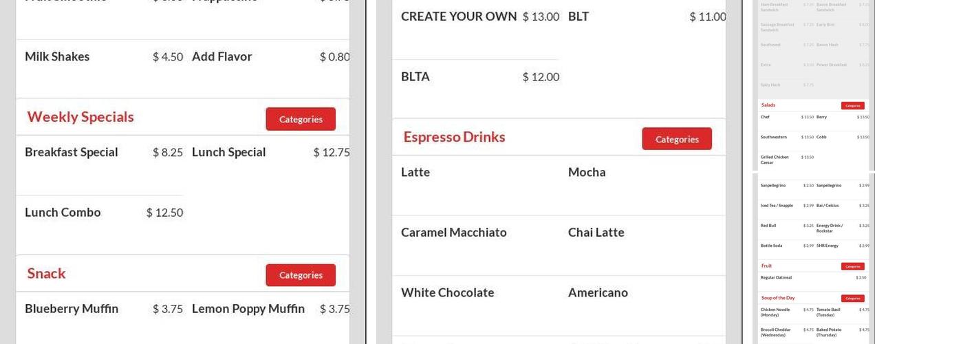 Simply Panini Menu