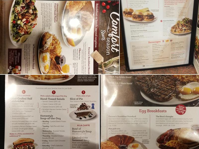 Shari's Cafe and Pies Menu