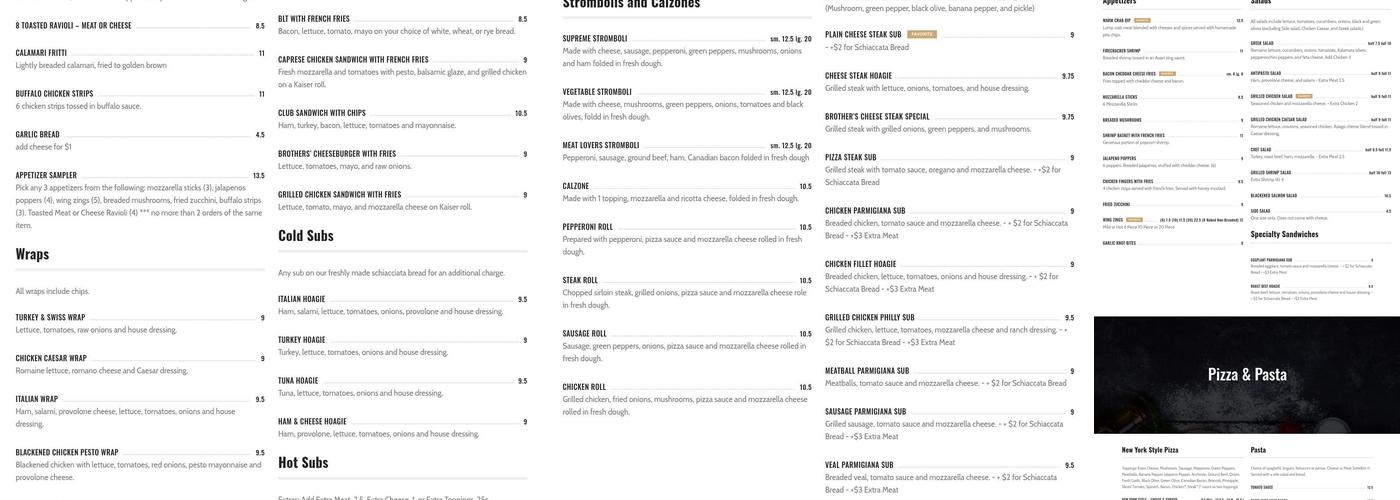 Brother's Pizza Menu