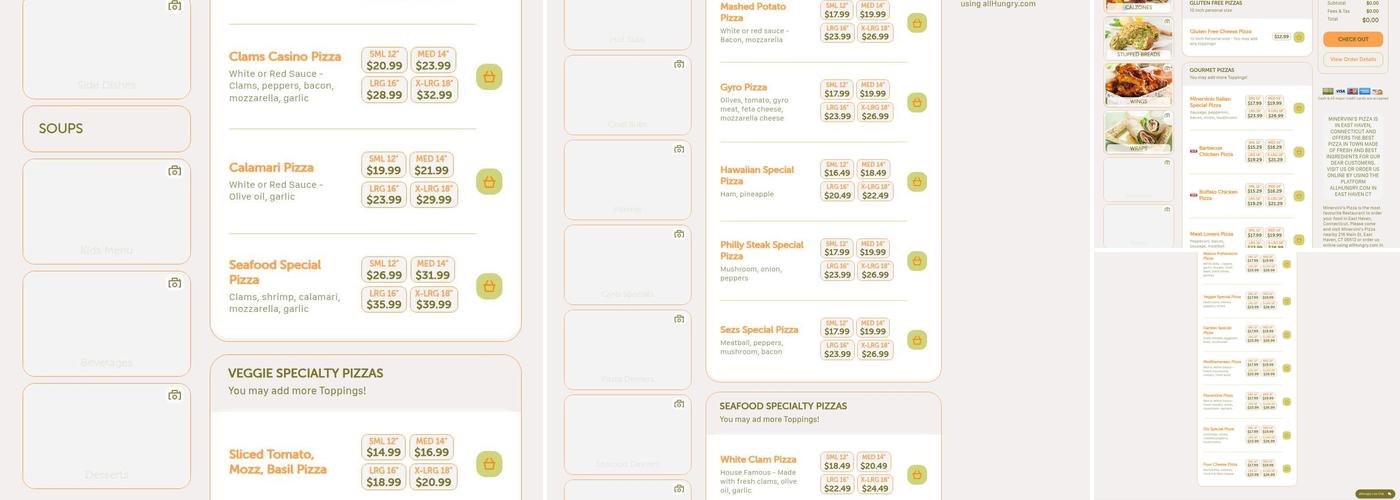Minervini's Pizzeria Menu