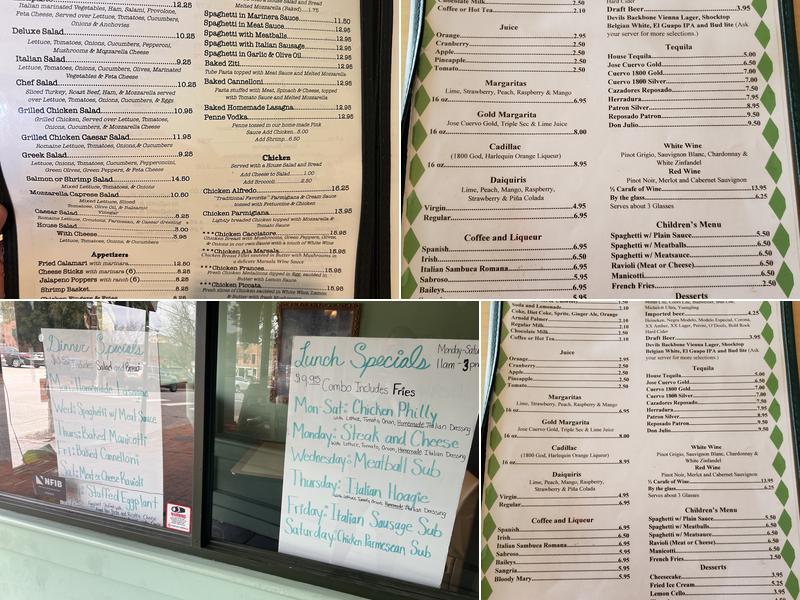 Tramonto Ristorante Menu