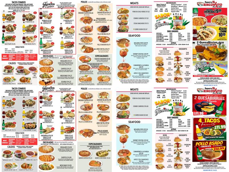 El Rinconsito | Tacoma Menu