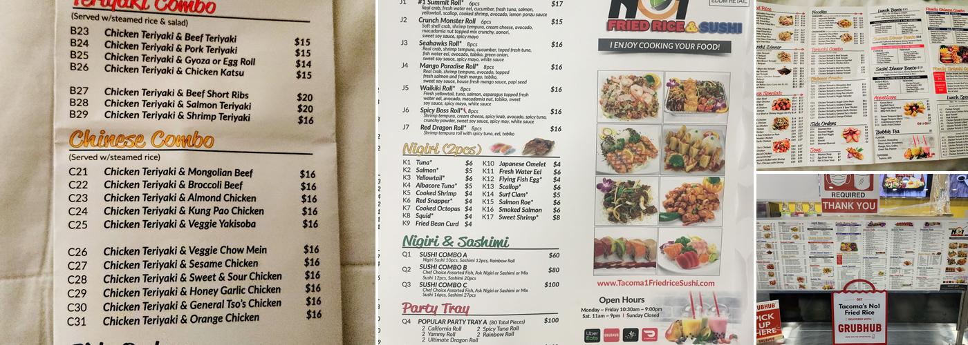 Tacoma's No1 Fried Rice Menu