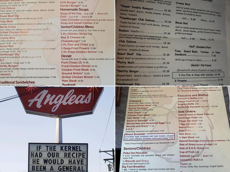 Anglea's Restaurant Menu