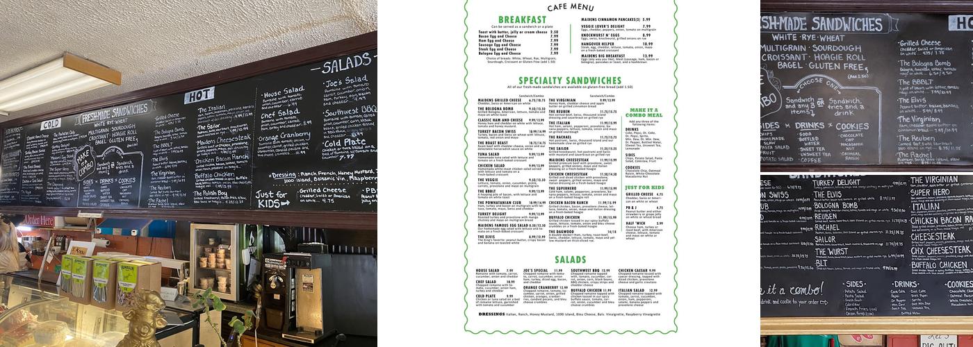 Cafe At Maidens Menu