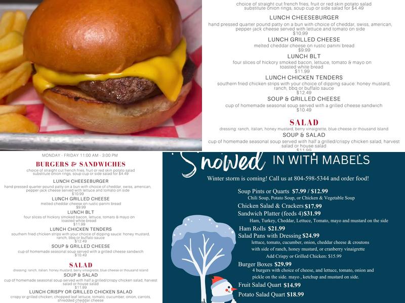 MABEL'S Menu