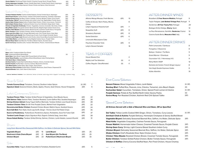 Lehja Restaurant Menu