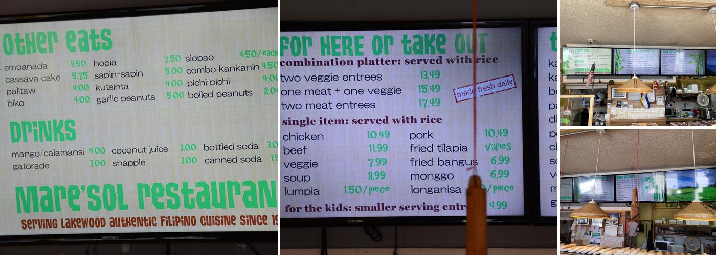 Maresol Restaurant Menu