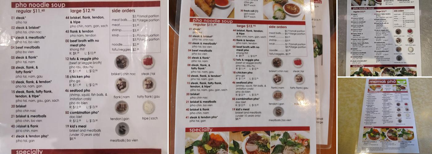 MaMa’s Pho Menu