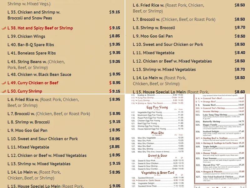 Dragon Garden III Menu