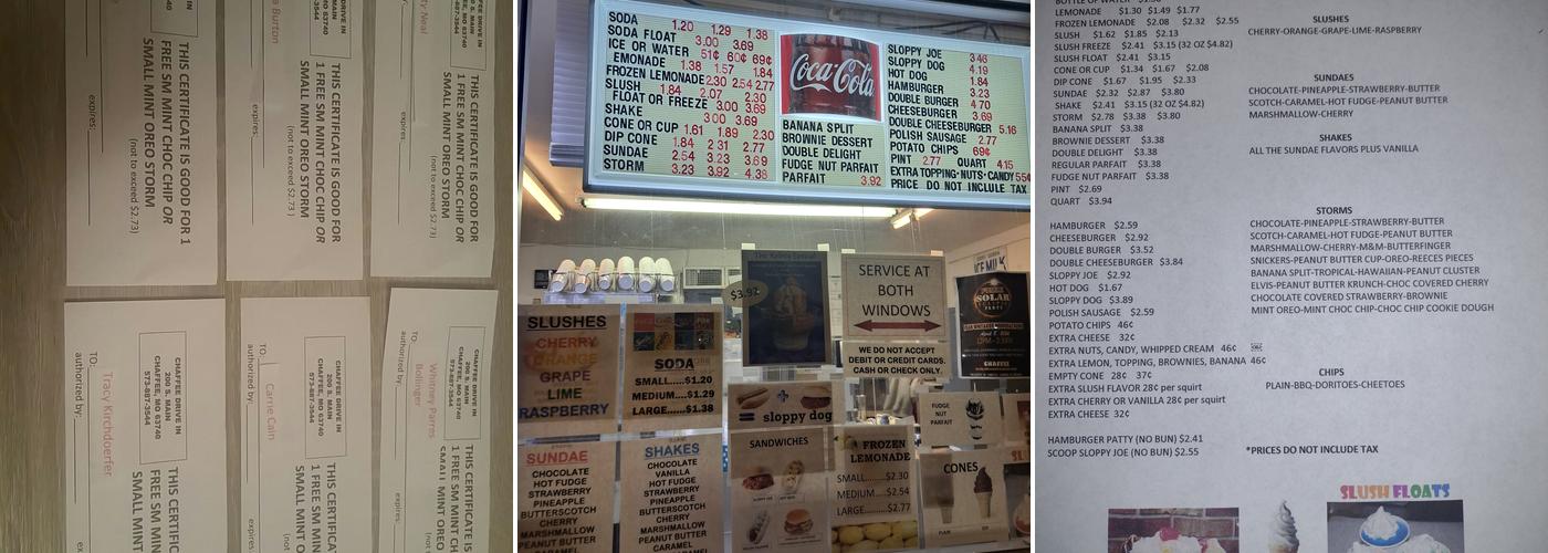 Chaffee Drive In Menu