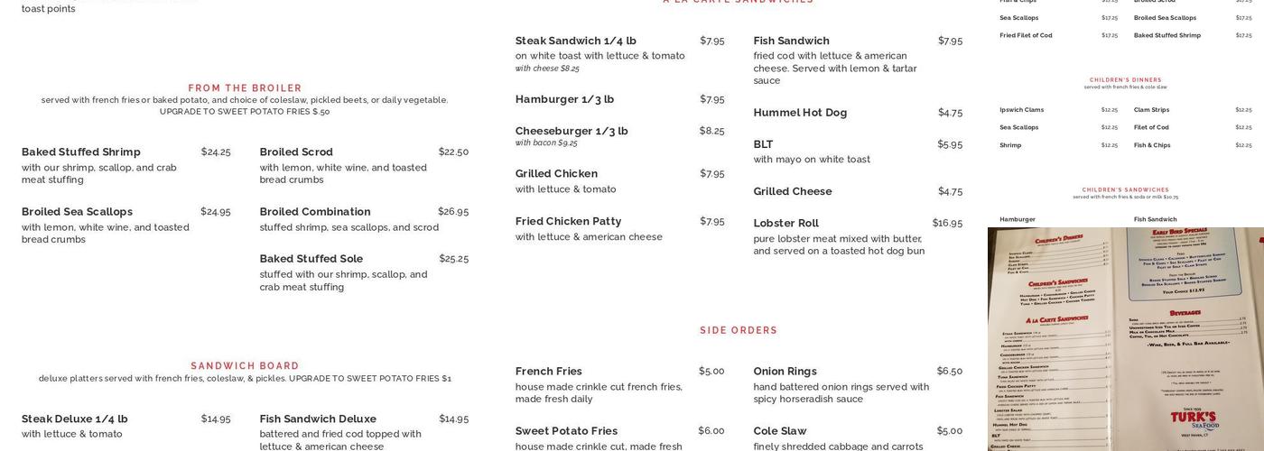 Turk's Seafood Restaurant Menu