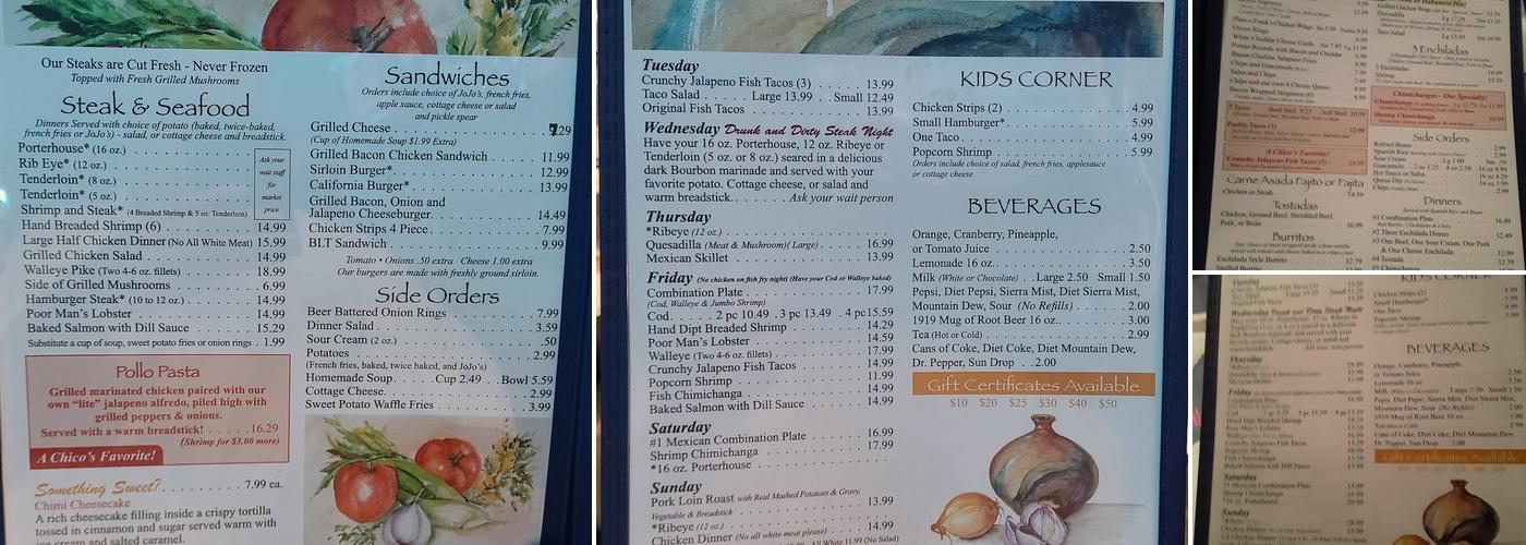Chico's Restaurant Menu
