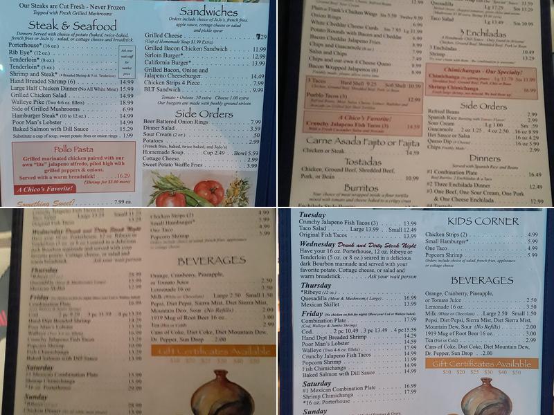 Chico's Restaurant Menu