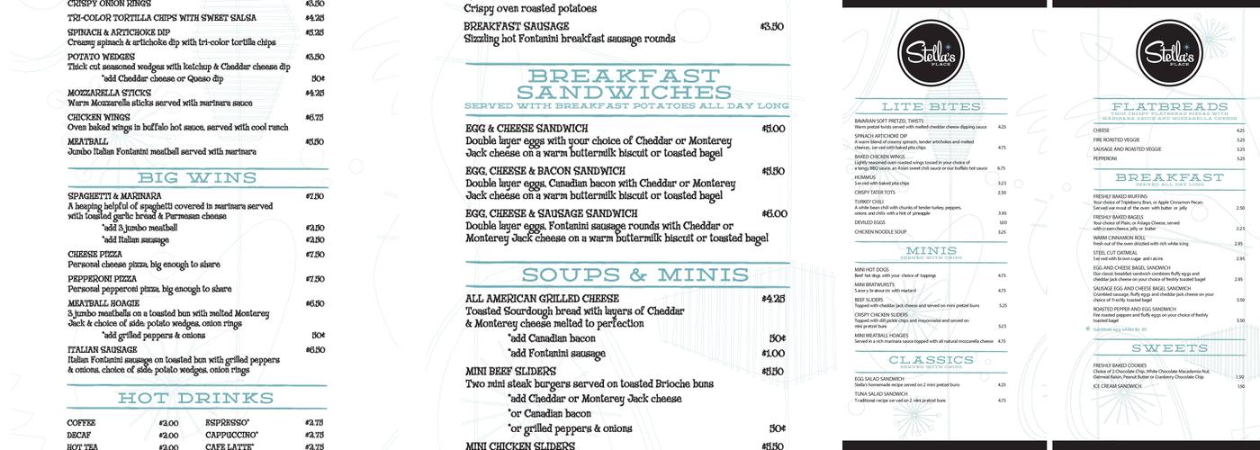 Stella's Place Menu