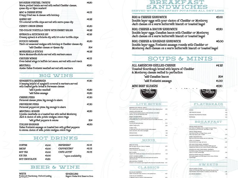 Stella's Place Menu