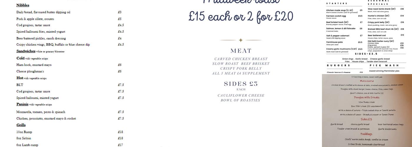 The Farmers Arms Menu