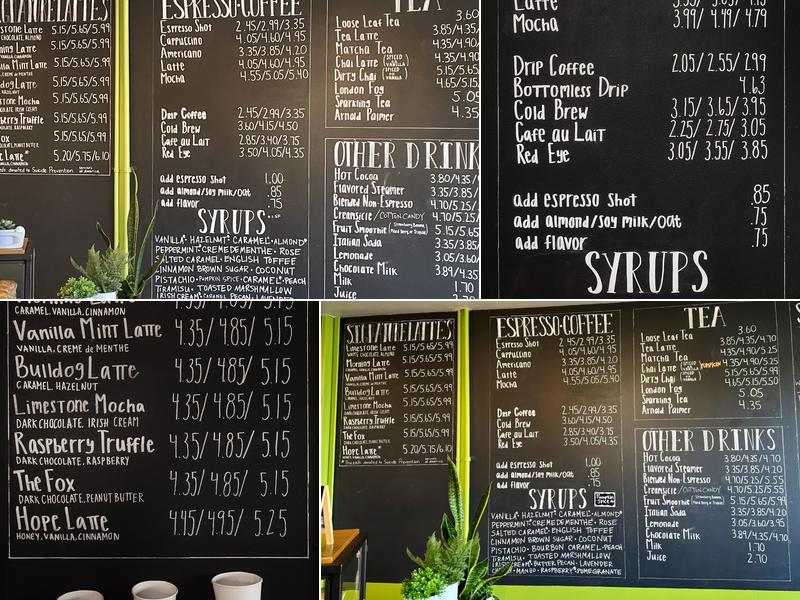 Limestone Coffee & Tea Menu