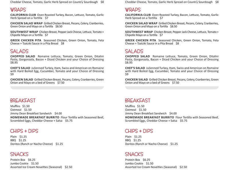 Kitty Hawk Cafe Menu