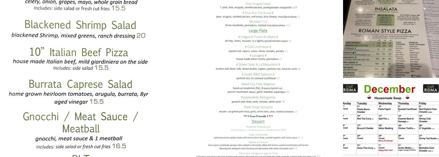 Cafe Roma Menu