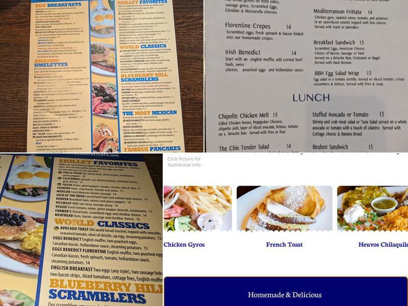 Blueberry Hill Breakfast Cafe Menu