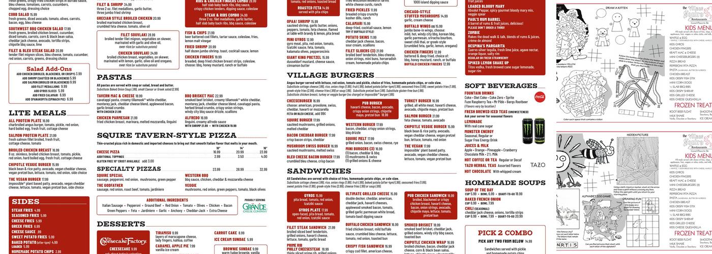 The Village Squire (South Elgin) Menu