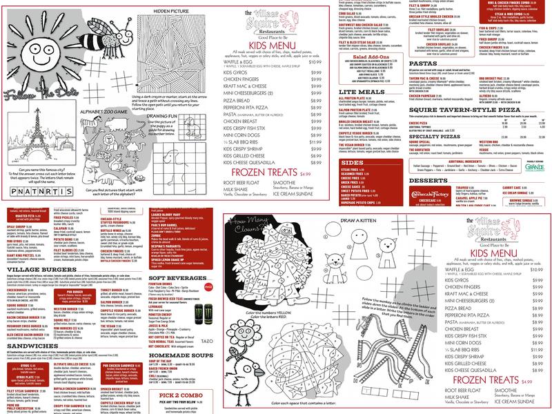 The Village Squire (South Elgin) Menu