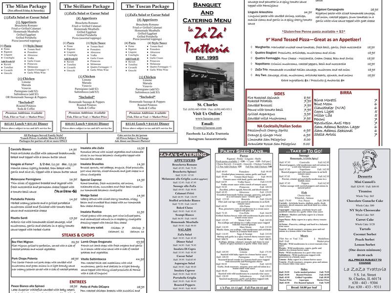 La Zaza Trattoria Menu