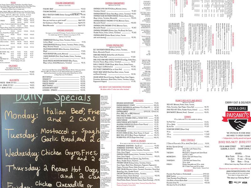 Paisano's Pizza & Grill Menu