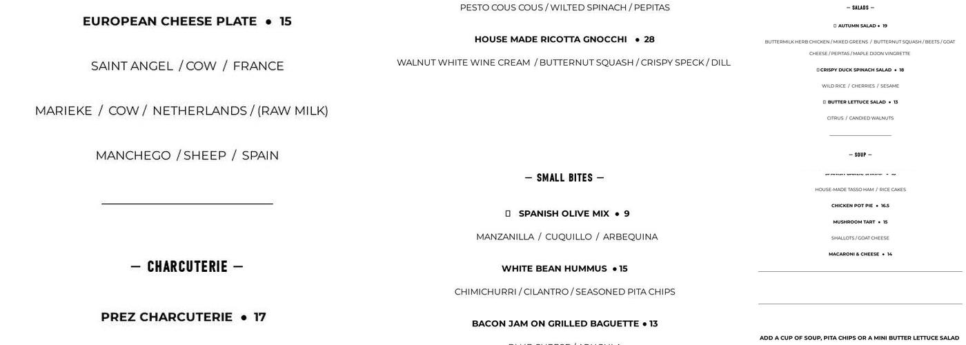 Preservation Menu