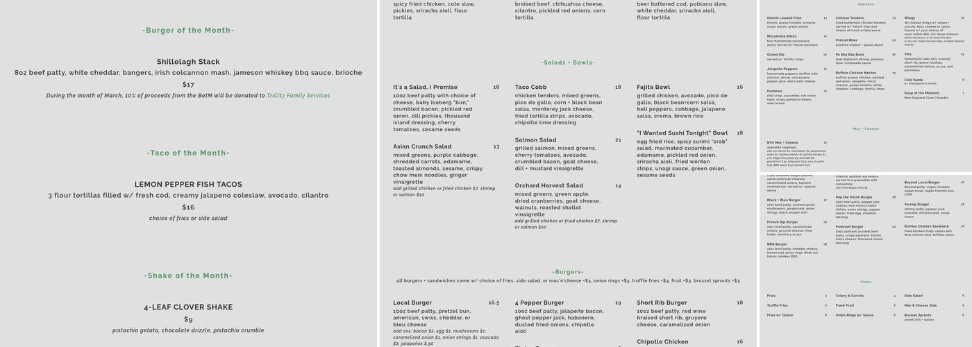 The Burger Local Menu