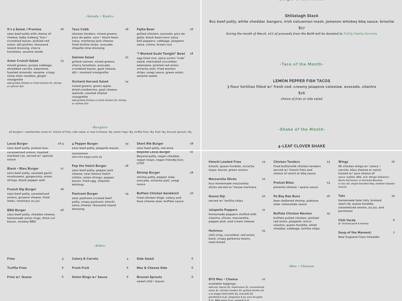 The Burger Local Menu