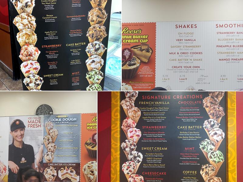 Cold Stone Creamery Menu
