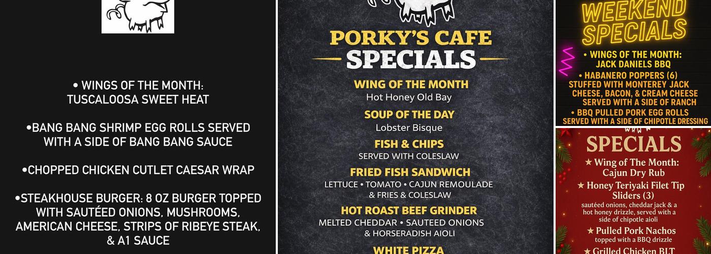 Porky's Cafe Menu