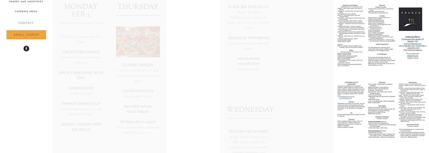 Pranzo Menu
