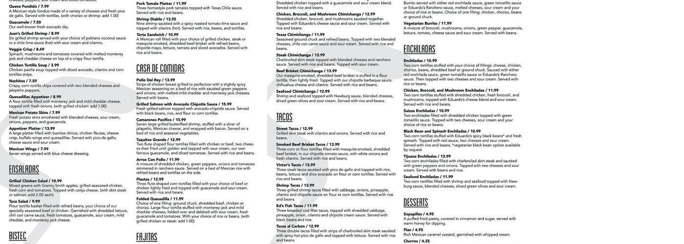 Eduardo's Mexican Restaurant in DeKalb, IL Menu