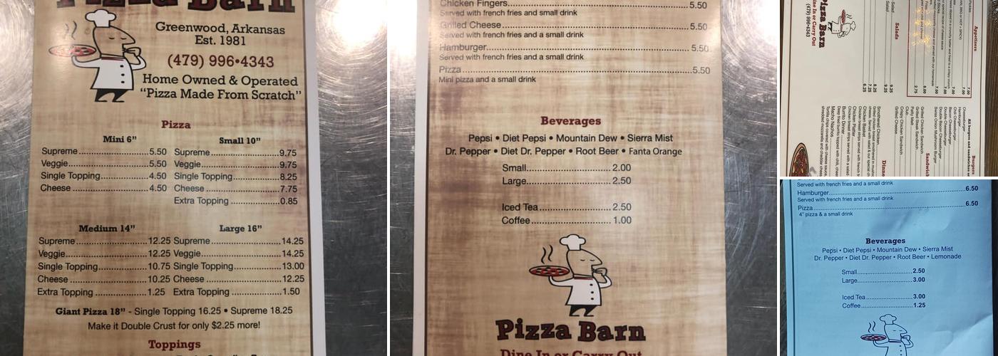 Pizza Barn Menu