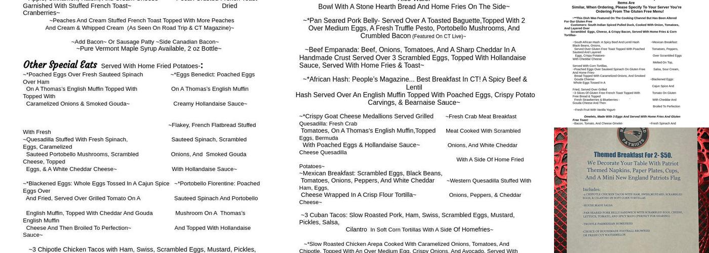 The Corner Restaurant Menu