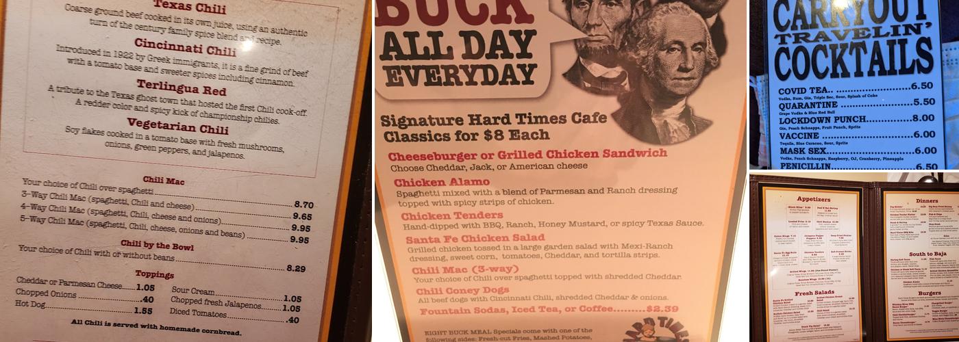 Hard Times Cafe - Fredericksburg Menu