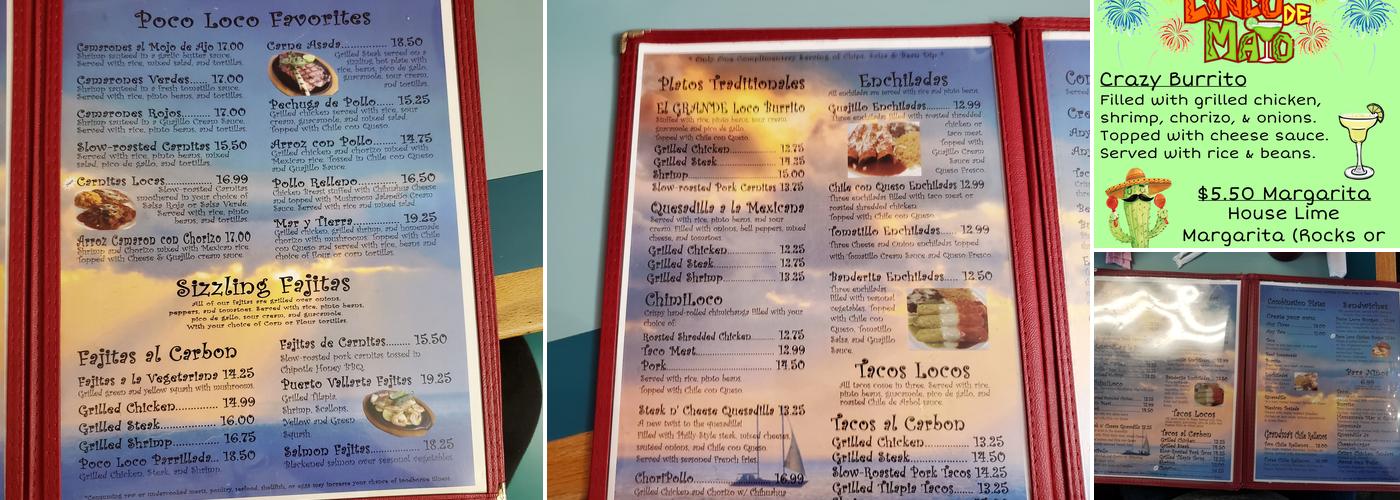 Poco Loco Menu