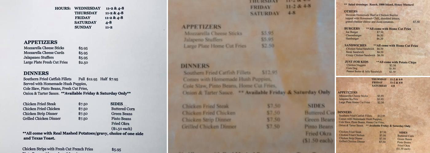 Broadway Joe's Cafe Menu