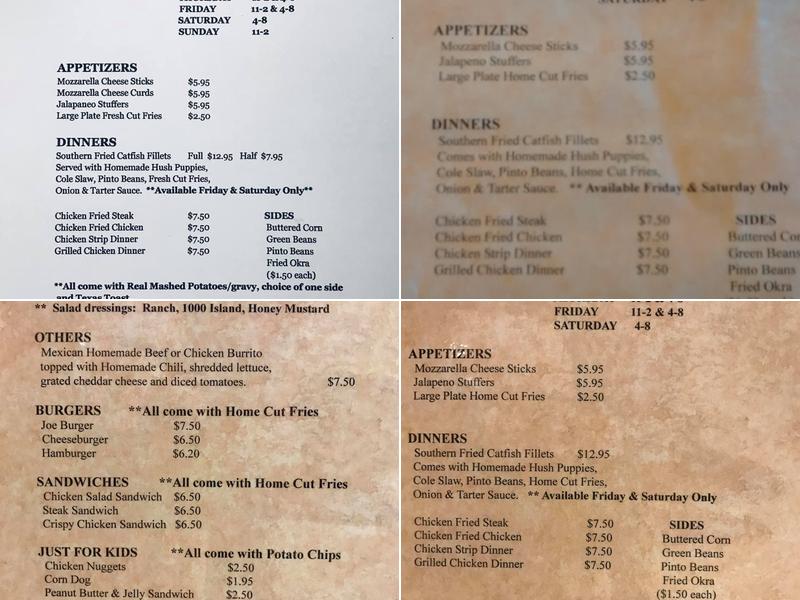 Broadway Joe's Cafe Menu