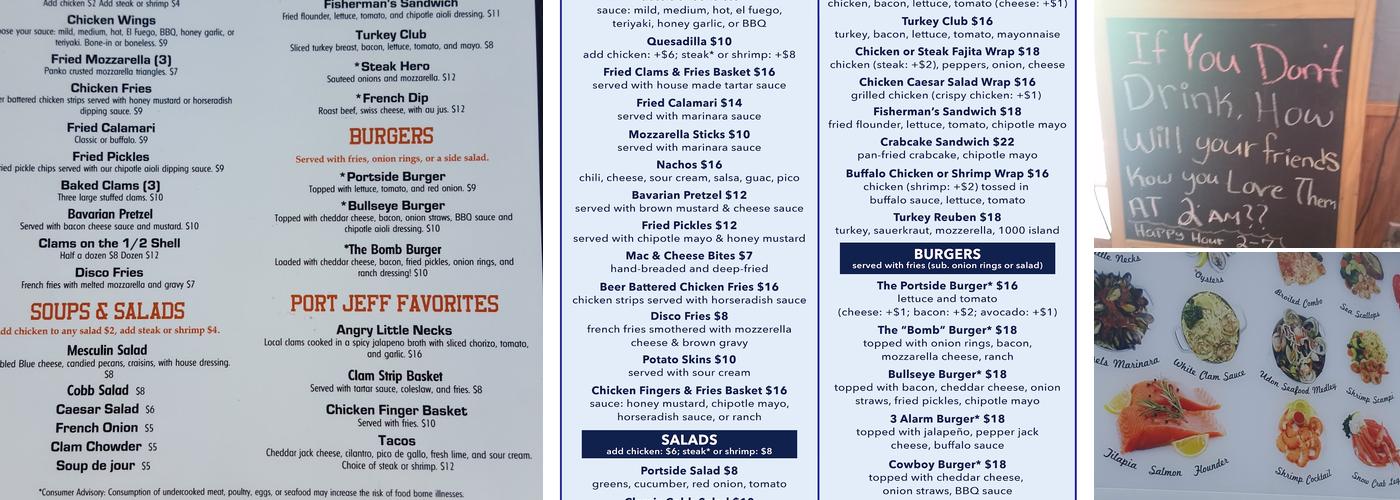 Portside Bar & Grill Menu