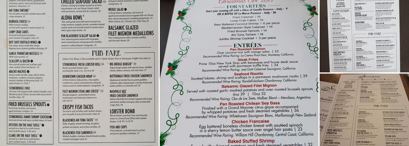 Stonebridge Restaurant Menu