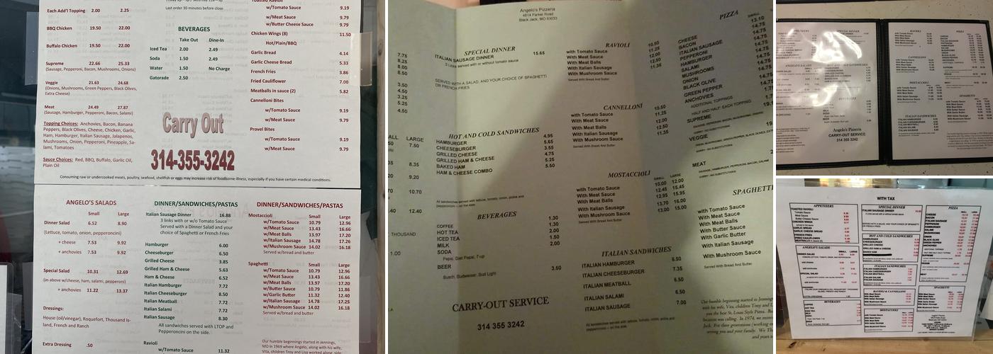 Angelo's Pizzeria Menu