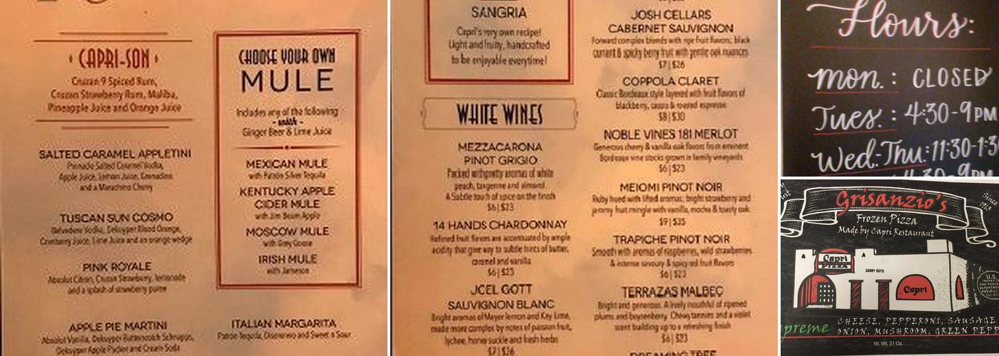 Capri Restaurant & Pizza, Rockford Menu, Reviews (254), Photos (68