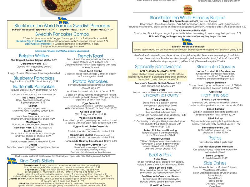 Stockholm Inn Menu